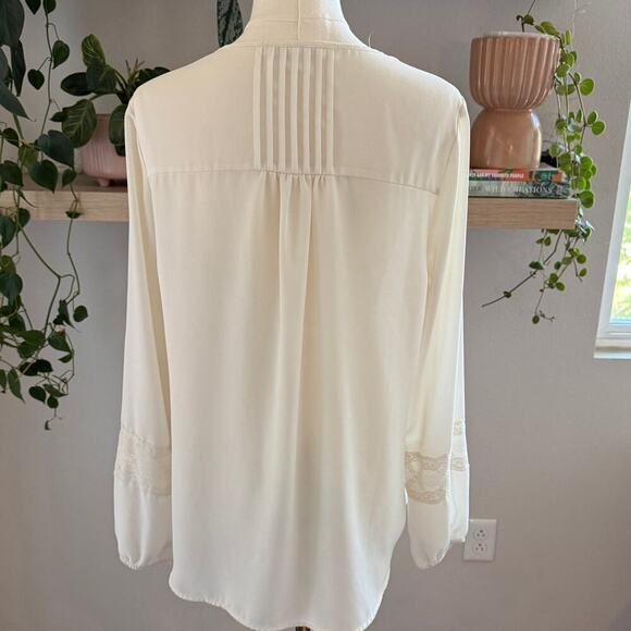 Daniel Rainn Anthropologie Cream Boho Peasant Blouse M Long Sleeve Romantic - Picture 2 of 10